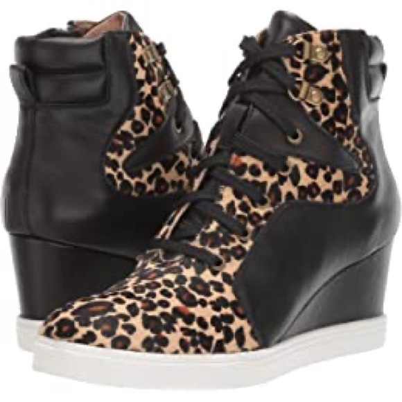 Paolo Shoes - LINEA PAOLO Fleur Calf Hair Leopard Wedge Sneakers - EUC- size 5.5
